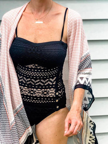 Moss Rose Cara Geometric Print Kimono